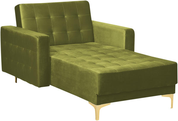 Chaiselongue Samtstoff grün gold ABERDEEN