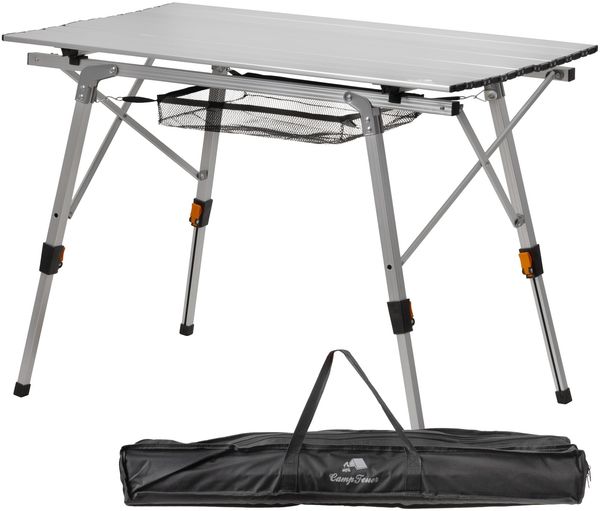 CampFeuer Campingtisch faltbar | 90,5x51,5 cm | Klapptisch mit Tragetasche, Gartentisch, Reisetisch | Falttisch höhenverstellbar, Outdoortisch, Beistelltisch | Balkontisch, Mehrzwecktisch