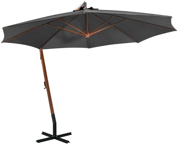 vidaXL Ampelschirm mit Mast Anthrazit 3,5x2,9 m Massivholz Tanne 313768