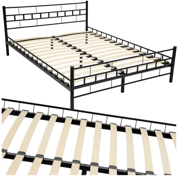 tectake Bettgestell Metallbett, robustes Stahlgestell