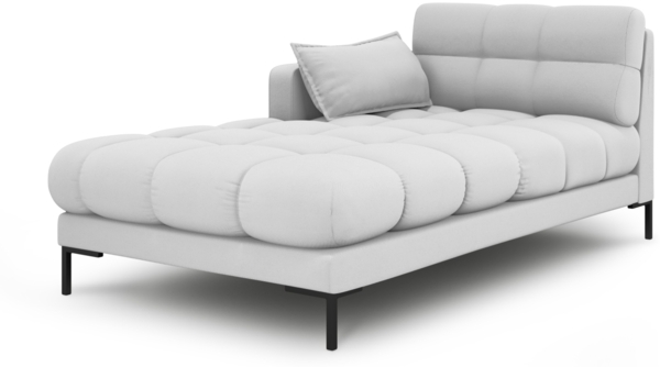 Micadoni Recamiere Mamaia 1-Sitzer Links Strukturierter Stoff Neve Hellgrau schwarze Beine