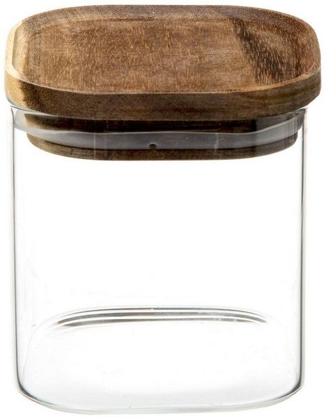 5five Simply Smart Vorratsglas Vorratsbehälter mit Deckel aus Akazienholz, 0,6 L, Glas, (einzeln, einzeln)