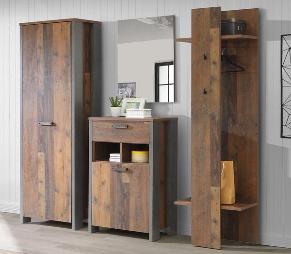 Garderoben-Set >Celon< in Old Wood Vintage - 214x201,5x41,6cm (BxHxT)