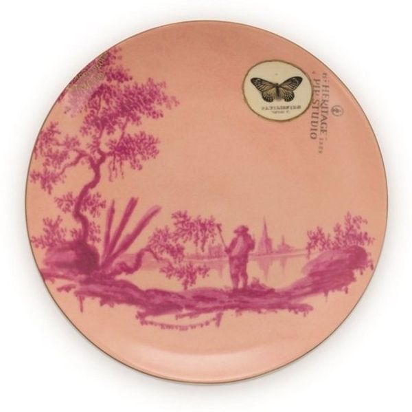 PiP Studio Frühstücksteller Heritage Teller painted pink 18 cm, Plate Heritage Painted Pink 18cm