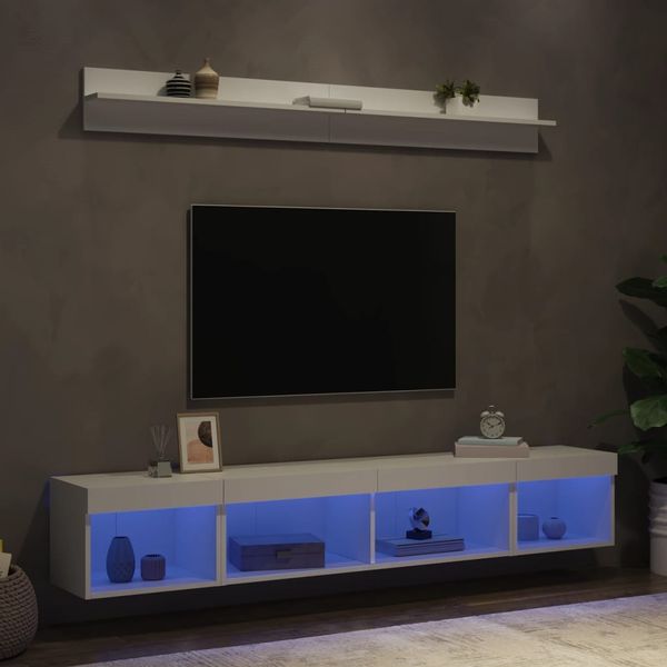 vidaXL 5-tlg. Wohnwand mit LED-Beleuchtung Weiß Holzwerkstoff 3216682