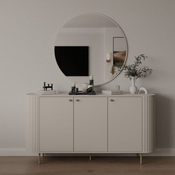 Compleo Kommode japandi mit Lamellen, Eiche cremona, beige Breite: 165 cm OVI, Ideal für Wohnzimmer oder Esszimmer