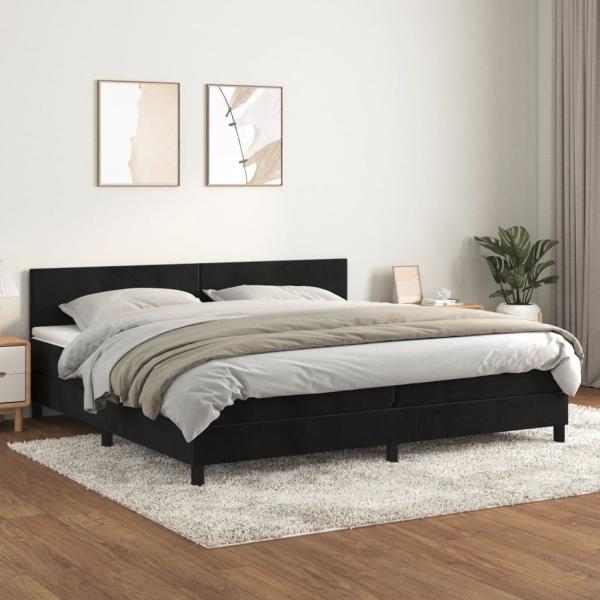 vidaXL Boxspringbett mit Matratze Schwarz 200x200 cm Samt, Härtegrad: H2 [3141205]