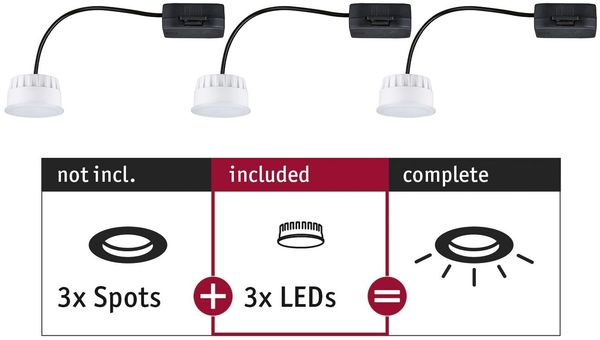 Paulmann No. 92472 LED Modul Einbauleuchte Choose Coin 3er-Set 2700K Satin