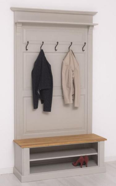 Casa Padrino Landhausstil Massivholz Garderobenschrank Grau / Naturfarben 120 x 41 x H. 210 cm - Wand Garderobe - Flur Schrank - Flurmöbel - Garderobenmöbel - Landhausstil Möbel