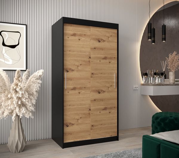 ABIKS MÖBEL Schwebetürenschrank Tokyo Schlafzimmer Kleiderschrank - Schiebetüren Kleiderstange Regalen