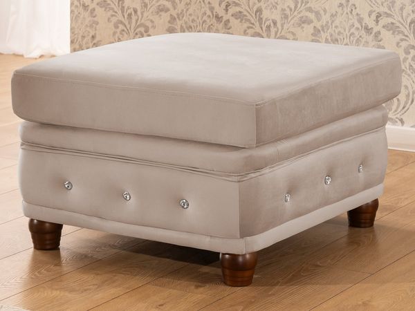 S-Style Möbel Polsterhocker Chesterfield Cleo Blink aus Samt mit Kristallsteppung, mit Wellenfederung