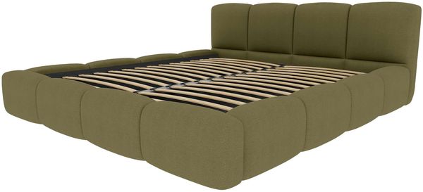 Bett Elara - Samtstoff - olive - 120x200 cm