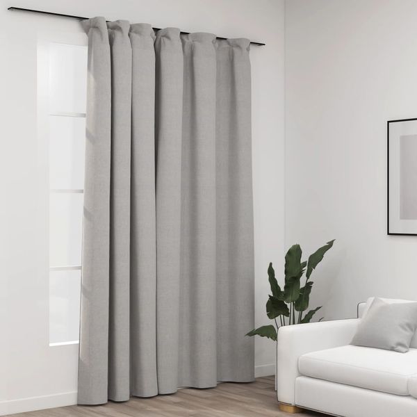 vidaXL Verdunkelungsvorhang mit Haken Leinenoptik Grau 290x245 cm 321175