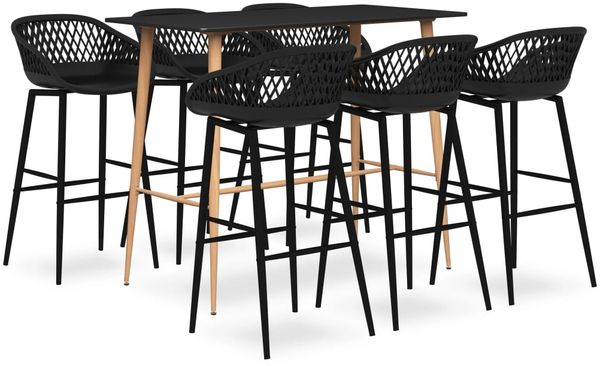 vidaXL 7-tlg. Bar-Set Schwarz [3057473]