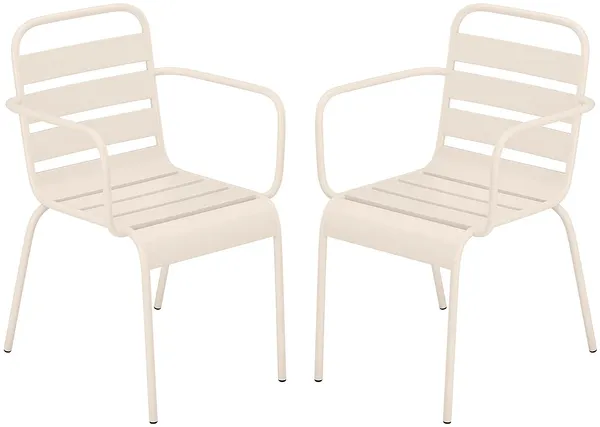 Vente-unique - MIRMANDE Garden dining set Metall Beige - B 59 cm x H 79 cm x L 56 cm