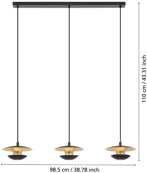 Eglo 99663 Hängeleuchte NUVANO GU10 3X4,5W schwarz, gold L:98,5cm B:22,5cm H:110cm