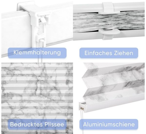 Sekey Plissee Plissee ohne Bohren Lichtschutz Rollo Klemmfix für Fenster & Tür Bild 4