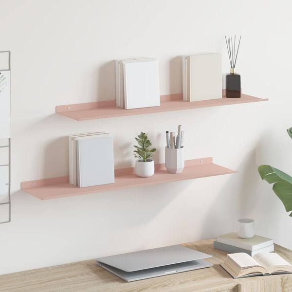 vidaXL Schwebendes Regal 2 pcs Rosa 80 x 18 x 2,5 cm Stahl 8004034