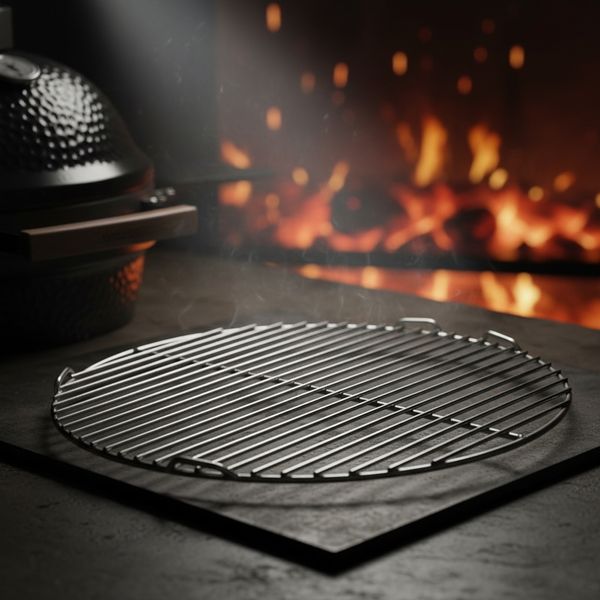 55cm Ø Gusseiserner Grillrost Grillgitter Schwarz rund Gussrost BBQ Grillaufsatz