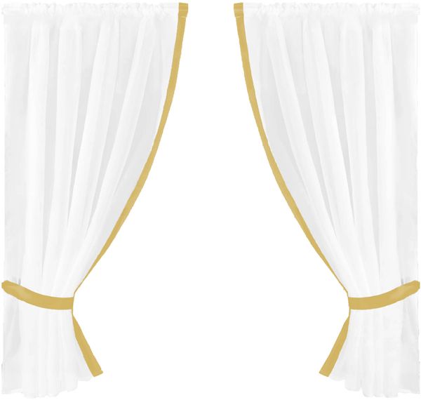 Gardinenset mit Stangendurchzug, Serie: Satin ca. 140x120 cm Auswahl: gelb - goldgelb