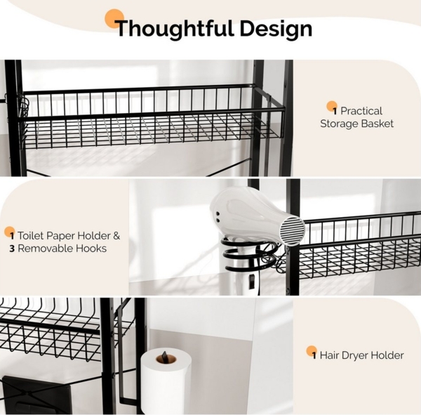 VINGLI Badregal Toilettenregal, Verstellbar Waschmaschinenregal, WC Regal Bild 2