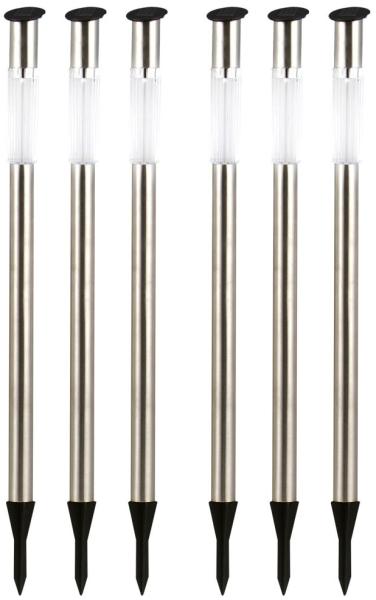 6er Set Solar-Steckleuchte, Edelstahl, H 70 cm