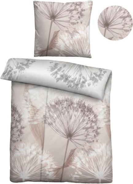biberna Mako-Satin Bettwäsche 0614605 PUSTEBLUME, basalt, 1x 155x220 cm + 1x 80x80 cm