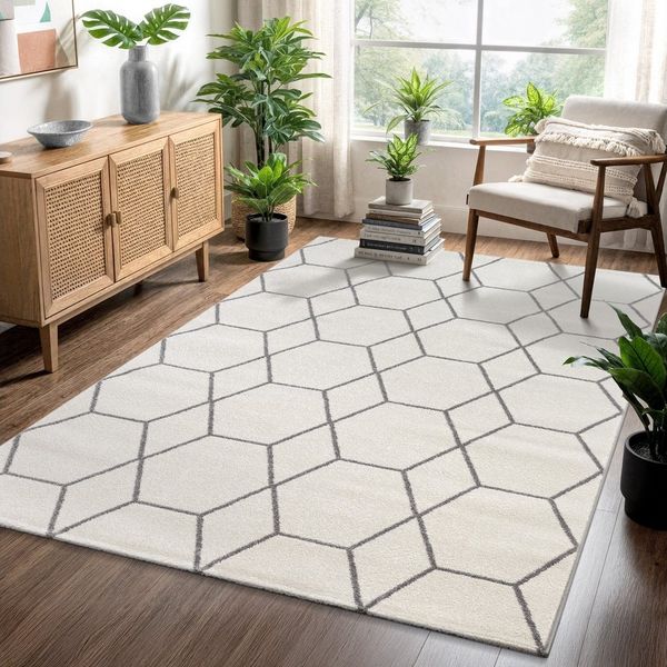 Sanat Teppich Trellis, rechteckig, Höhe: 10 mm, Kurzflor, skandi, boho, auch als Läufer und in rund