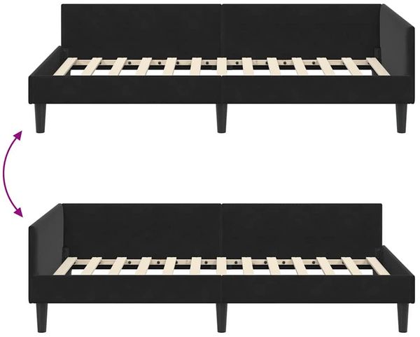 vidaXL Eckbettgestell mit Kopfteil Schwarz 90 cm x 190 cm Samt 42016149 Bild 9