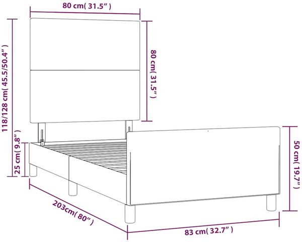 Bettgestell mit Kopfteil Samt Dunkelgrün 80x200 cm Bild 12