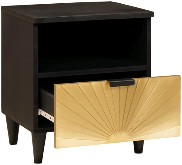 vidaXL Nachttisch Schwarz und Gold 40 x 33 x 46 cm Massivholz Akazie 4017834