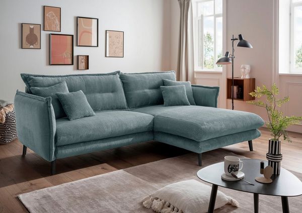Home affaire Ecksofa Lazio modern und bequem, schmale Armlehnen, tolle Detailverarbeitung, zwei verschiedene Fußfarben wählbar