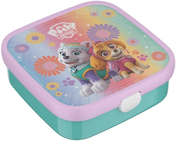 Mepal 'Campus' Brotdose Groß inklusive 2 auslaufsicheren Bento Fächern & Gabel, Kunststoff Paw Patrol Girls, 1250 ml