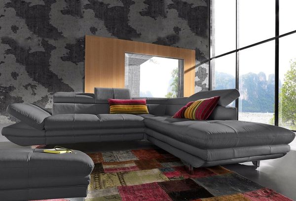 COTTA Polstergarnitur Enterprise L-Form, (Set), Set bestehend aus: Ecksofa mit Arm- & Kopfteilverstellung & Hocker