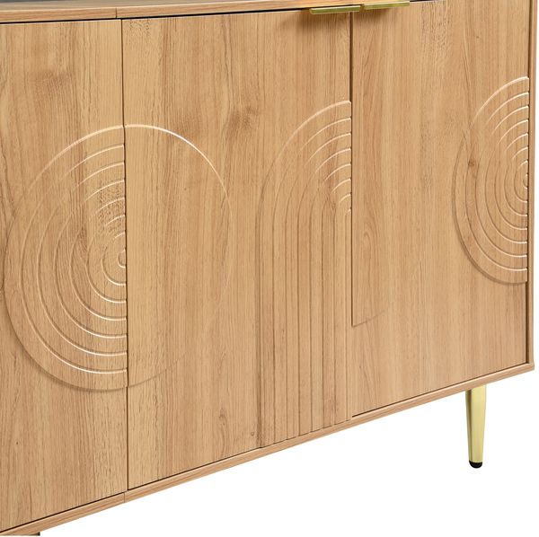 Sideboard 140x40x72 cm in Natur mit 4 Türen, verstellbaren Einlegeböden und goldfarbenen Metallbeinen Bild 9