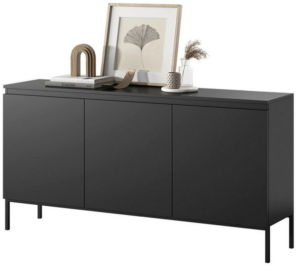 Selsey Bemmi - Sideboard Kommode 3-türig, Schwarz, 150 cm