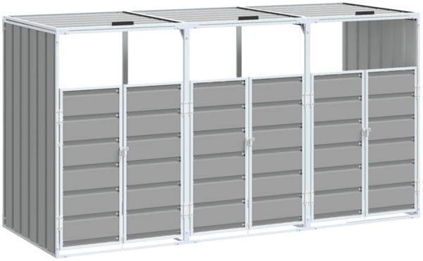 vidaXL Mülltonnenbox für 3 Tonnen Grau 216x81x115 cm Stahl 4006180