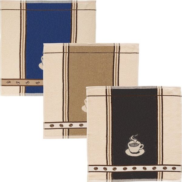 Kracht Geschirrtuch Frottier-Geschirrtuch "Espresso" 3er-Pack, Baumwolle Motiv