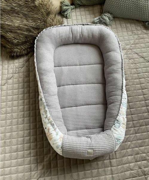 Loolay Bettnestchen GRAU Waffelpique/ HASE Beige Weiß BABYNEST Babyausstattung Neugeborene, (Super BABYGESCHENK Reisebett Nestchen SOLO/ o. in PREMIUM Geschenk SETS, 1-tlg, 4 Jahreszeiten ATMUNGSAKTIVER WAFFELSTOFF), LOOLAY® - 100% Europäische Stoffe u...