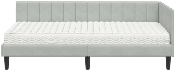 vidaXL Eckbettgestell mit Matratze Hellgrau 100 x 200 cm Samt 3393908 Bild 4
