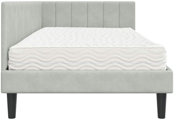 vidaXL Eckbettgestell mit Matratze Hellgrau 100 x 200 cm Samt 3393908 Bild 7