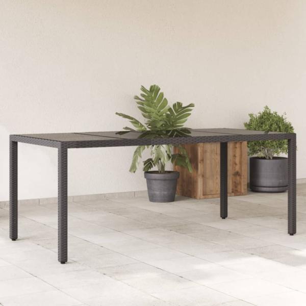 vidaXL Gartentisch mit Glasplatte Schwarz 190x90x75 cm Poly Rattan 365537