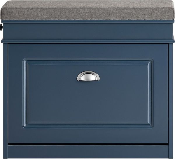 SoBuy FSR82-K-B Schuhbank, MDF, Lackiert, Dunkelblau, 60 x 52 x 24 cm