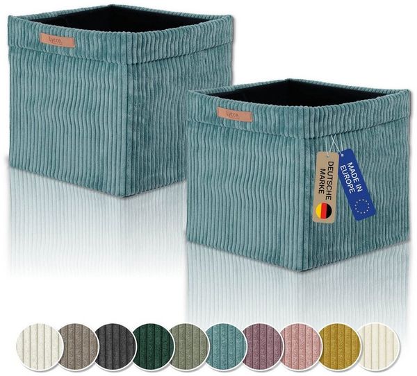 Lycce Regalkorb Kallax Boxen Cord 2er Set türkis, Aufbewahrungsbox faltbar 33x33x31cm (2 St)
