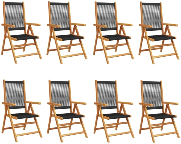 vidaXL Gartenstuhl Verstellbar 8 Stk. Schwarz Massivholz Akazie 3214531