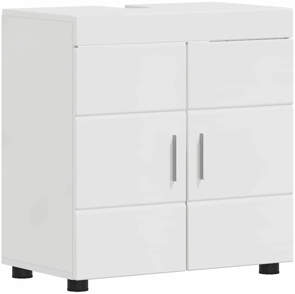 vidaXL Badezimmerschrank-Set TULUM Hochglanz Weiß 60 x 34 x 63 cm 880325