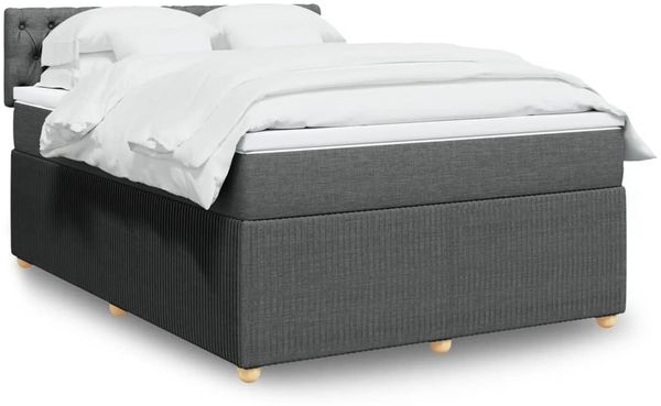 vidaXL Boxspringbett mit Matratze Dunkelgrau 140x190 cm Stoff 3287459