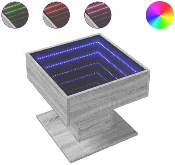 vidaXL LED-Couchtisch Grau Sonoma 50x50x45 cm Holzwerkstoff 847530