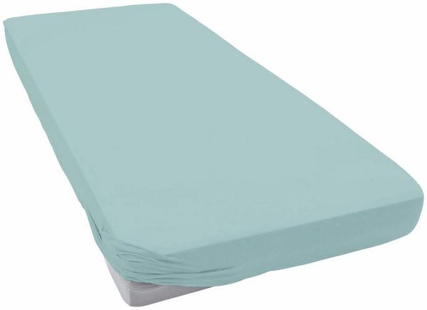 ESTELLA Spannbetttuch Zwirnjersey | Azur | 100x200 cm | passend für Matratzen 90-120 cm (Breite) x 200-220 cm (Länge) | trocknerfest und bügelfrei | 97% Baumwolle 3% Elastan