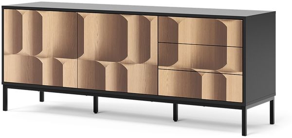 Vicco 'Eliza' Lowboard, mit 3 Schubladen, Holz Schwarz/Eiche, 60 x 40 x 150 cm